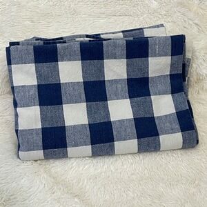 Checkered Plaid Tablecloth Blue Ivory Rustic Farmhouse Cottagecore Kitchen 78X55
